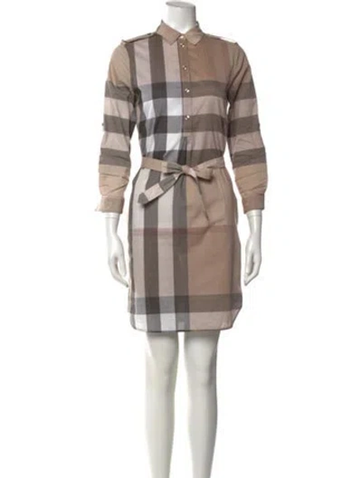 Pre-owned Burberry Plaid Print Mini Dress In Brown