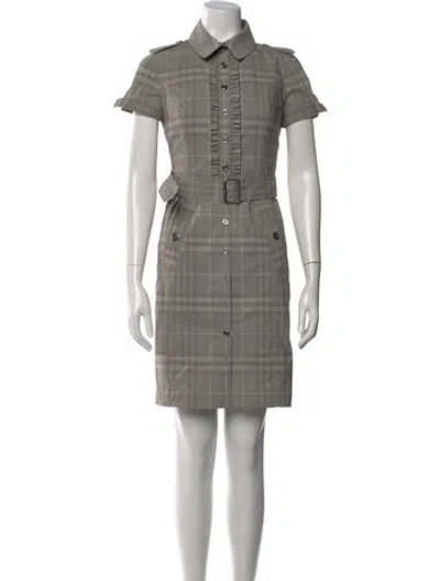 Pre-owned Burberry Plaid Print Mini Dress In Gray