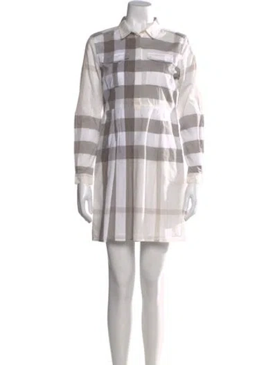 Pre-owned Burberry Plaid Print Mini Dress In Gray