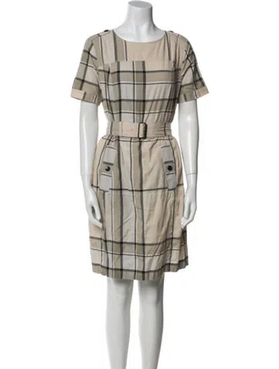 Pre-owned Burberry Plaid Print Mini Dress In Neutral
