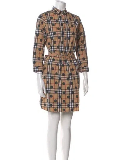 Pre-owned Burberry Plaid Print Mini Dress In Neutral