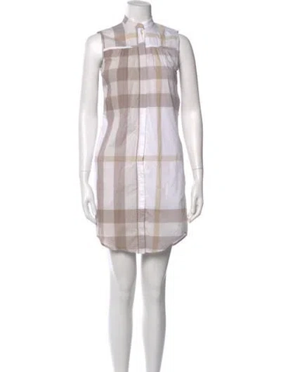 Pre-owned Burberry Plaid Print Mini Dress In Neutral