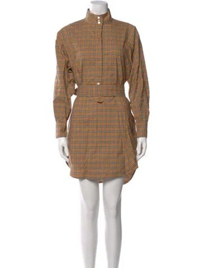 Pre-owned Burberry Plaid Print Mini Dress In Neutral