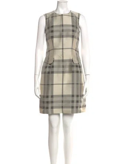 Pre-owned Burberry Plaid Print Mini Dress In Neutral
