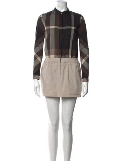 Pre-owned Burberry Plaid Print Mini Dress In Neutrals