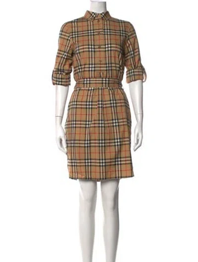 Pre-owned Burberry Plaid Print Mini Dress In Neutrals