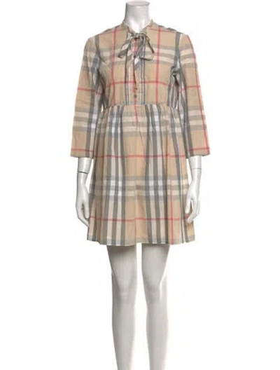 Pre-owned Burberry Plaid Print Mini Dress In Neutrals