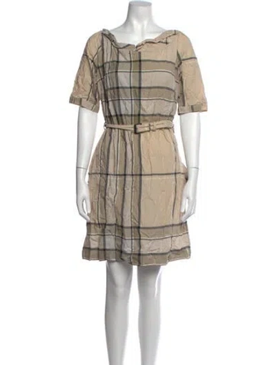 Pre-owned Burberry Plaid Print Mini Dress In Neutrals
