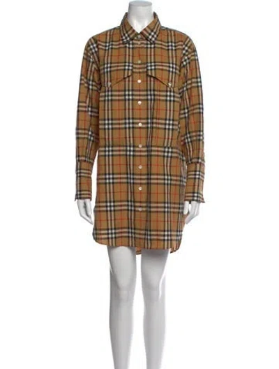 Pre-owned Burberry Plaid Print Mini Dress In Neutrals