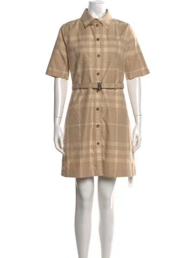 Pre-owned Burberry Plaid Print Mini Dress In Neutrals