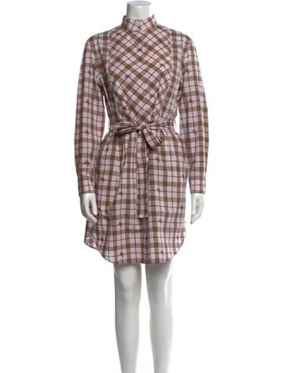 Pre-owned Burberry Plaid Print Mini Dress In Pink