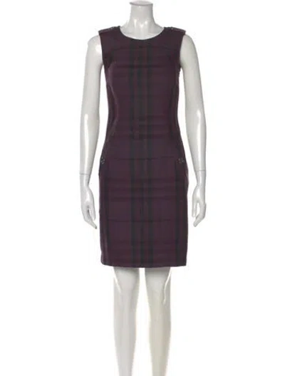 Pre-owned Burberry Plaid Print Mini Dress In Purple