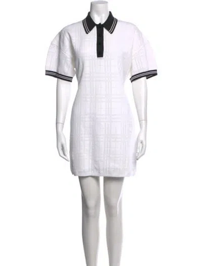 Pre-owned Burberry Plaid Print Mini Dress In White