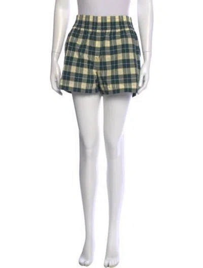 Pre-owned Burberry Plaid Print Mini Shorts In Green