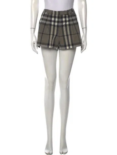 Pre-owned Burberry Plaid Print Mini Shorts In Grey