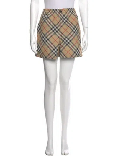 Pre-owned Burberry Plaid Print Mini Shorts In Neutral