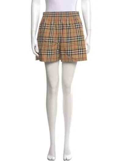 Pre-owned Burberry Plaid Print Mini Shorts In Neutral