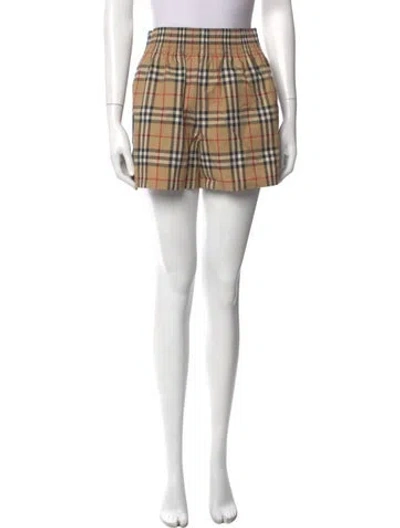 Pre-owned Burberry Plaid Print Mini Shorts In Neutral