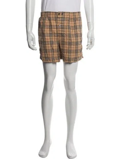 Pre-owned Burberry Plaid Print Mini Shorts In Neutral