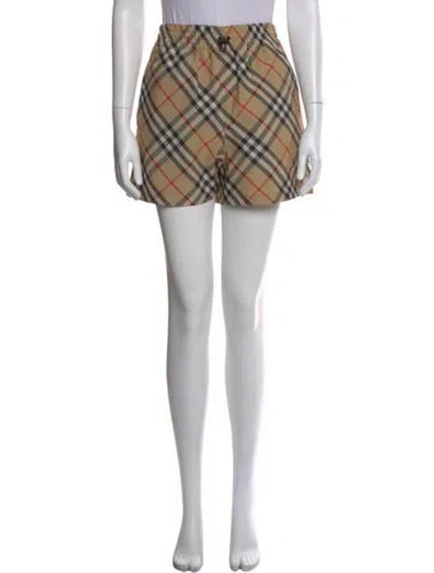 Pre-owned Burberry Plaid Print Mini Shorts In Neutral