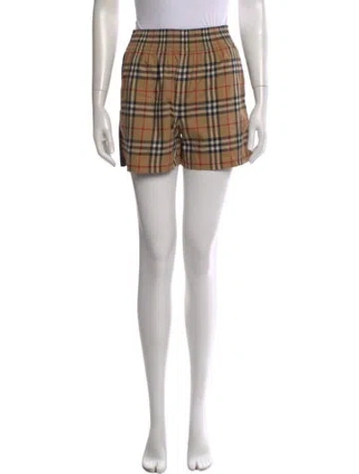 Pre-owned Burberry Plaid Print Mini Shorts In Neutral