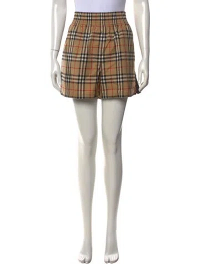 Pre-owned Burberry Plaid Print Mini Shorts In Neutrals