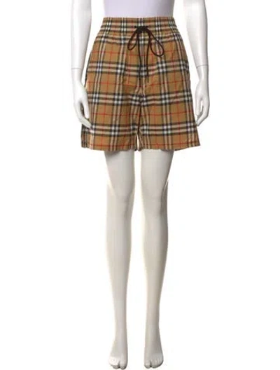 Pre-owned Burberry Plaid Print Mini Shorts In Neutrals