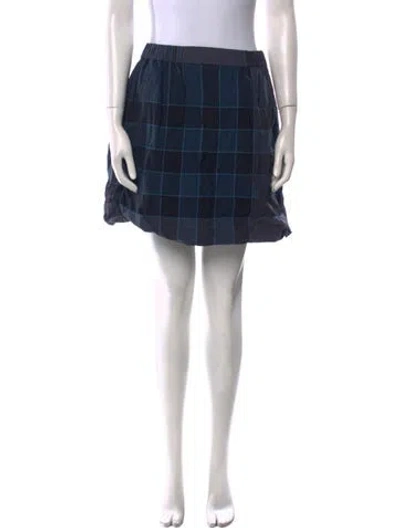 Pre-owned Burberry Plaid Print Mini Skirt In Blue