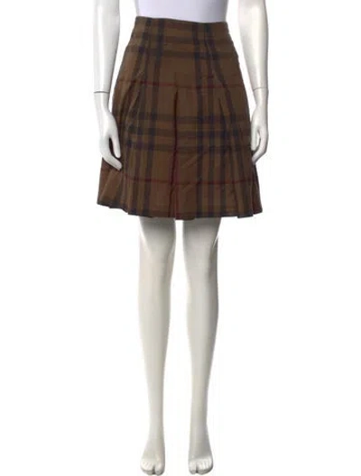Pre-owned Burberry Plaid Print Mini Skirt In Brown