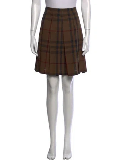 Pre-owned Burberry Plaid Print Mini Skirt In Brown