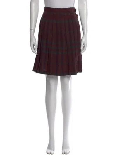 Pre-owned Burberry Plaid Print Mini Skirt In Burgundy