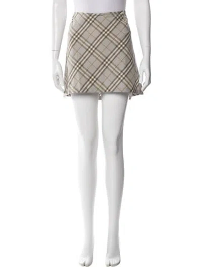 Pre-owned Burberry Plaid Print Mini Skirt In Gray