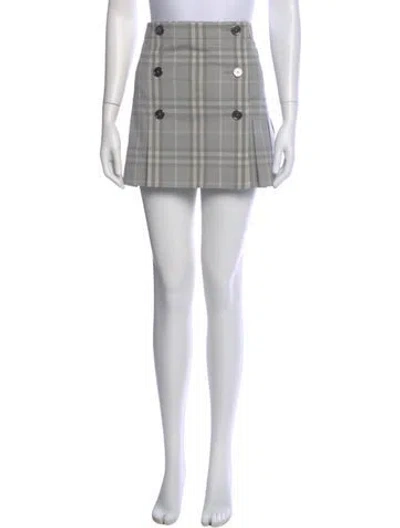Pre-owned Burberry Plaid Print Mini Skirt In Gray