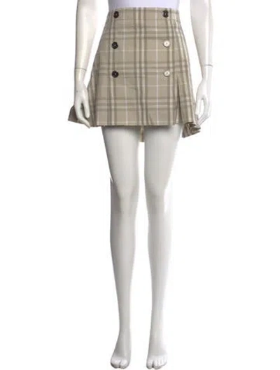 Pre-owned Burberry Plaid Print Mini Skirt In Gray