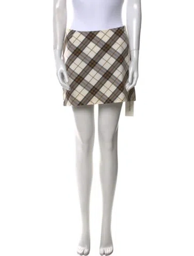 Pre-owned Burberry Plaid Print Mini Skirt In Neutral