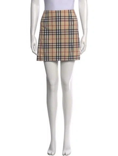 Pre-owned Burberry Plaid Print Mini Skirt In Neutral