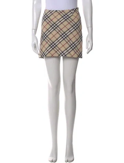 Pre-owned Burberry Plaid Print Mini Skirt In Neutral