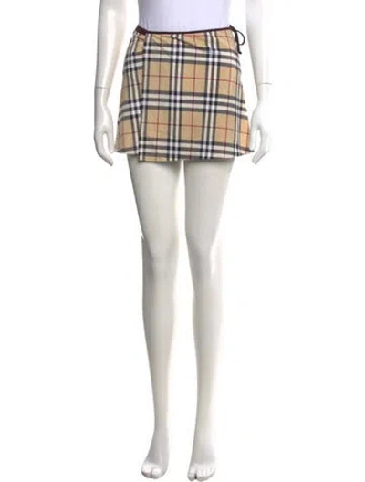 Pre-owned Burberry Plaid Print Mini Skirt In Neutral