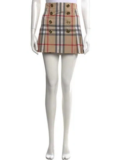 Pre-owned Burberry Plaid Print Mini Skirt In Neutral