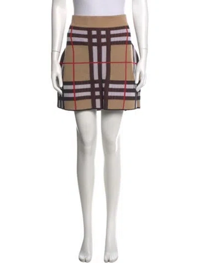 Pre-owned Burberry Plaid Print Mini Skirt In Neutrals
