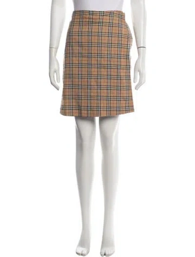 Pre-owned Burberry Plaid Print Mini Skirt In Neutrals