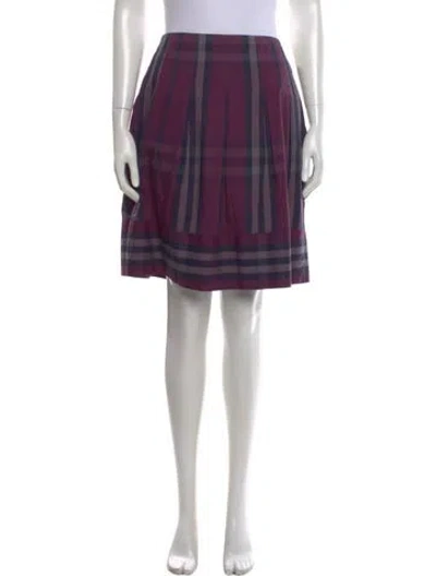 Pre-owned Burberry Plaid Print Mini Skirt In Purple