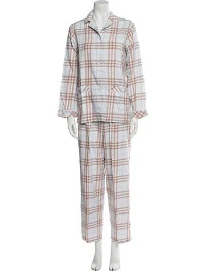 Pre-owned Burberry Plaid Print Pajamas In Neutral