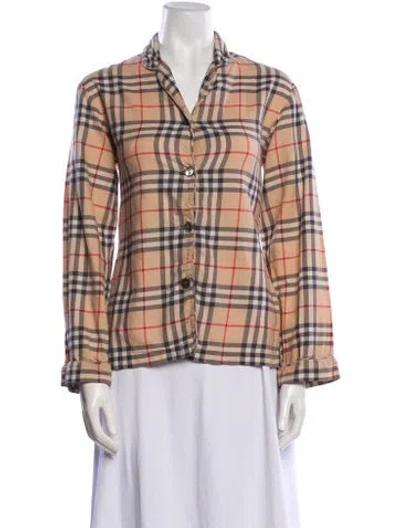 Pre-owned Burberry Plaid Print Pajamas In Neutral