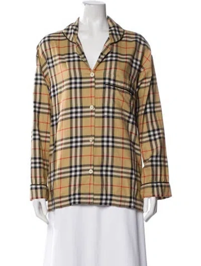Pre-owned Burberry Plaid Print Pajamas In Neutral