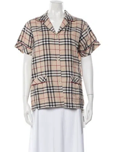 Pre-owned Burberry Plaid Print Pajamas In Neutral