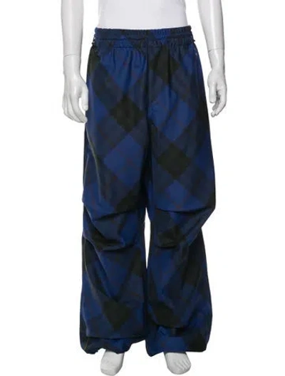 Pre-owned Burberry Plaid Print Pants In Blue
