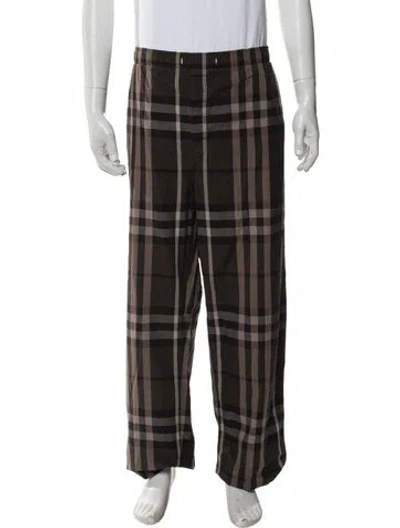 Pre-owned Burberry Plaid Print Pants In Brown
