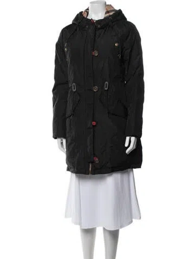 Pre-owned Burberry Plaid Print Parka In Black