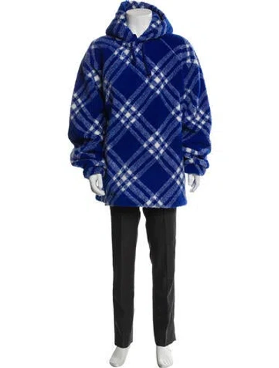 Pre-owned Burberry Plaid Print Parka In Blue
